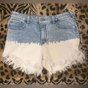 INC Denim Two-Tone Frayed Jean Shorts